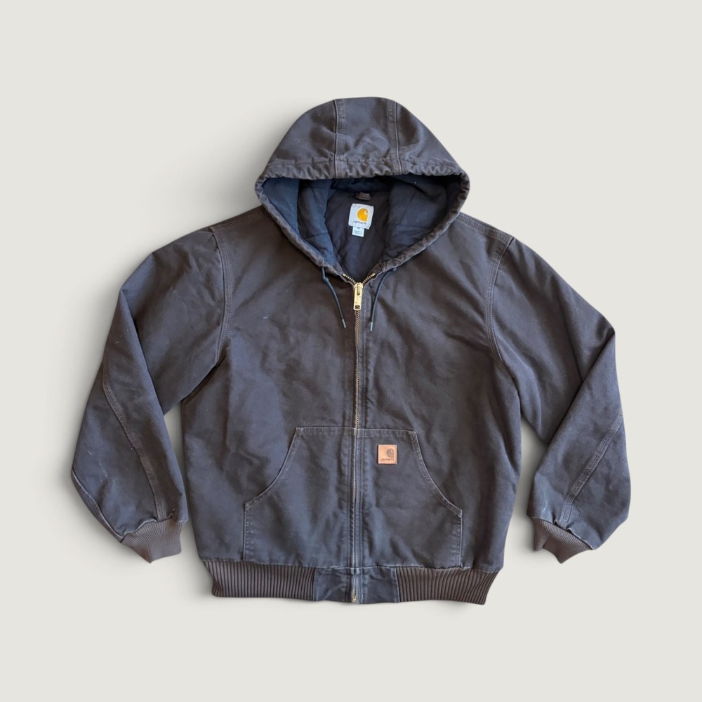 Medium Men's Carhartt J130 Active Jacket Brown Quilted Faded Work Wear Bomber